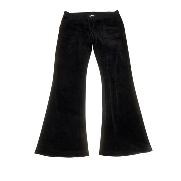 Y2K Juicy Couture Size Small Black Velour Track Pants Made in USA - Picture 1 of 7